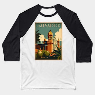 Salvador Brazil Vintage Travel Art Poster Baseball T-Shirt